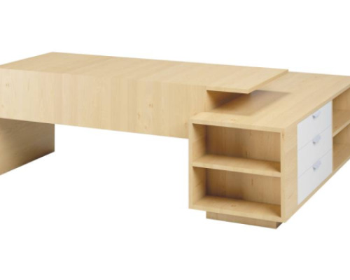 Headmaster s desk with raised table top and drawers - birch and white. Exclusive