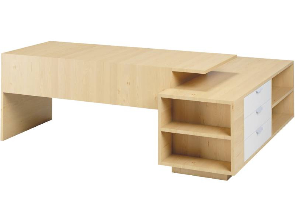 Headmaster s desk with raised table top and drawers - birch and white. Exclusive
