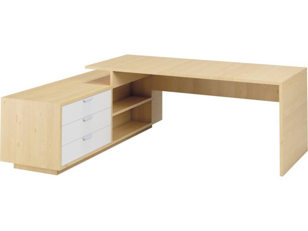 Headmaster s desk with raised table top and drawers - birch and white. Exclusive