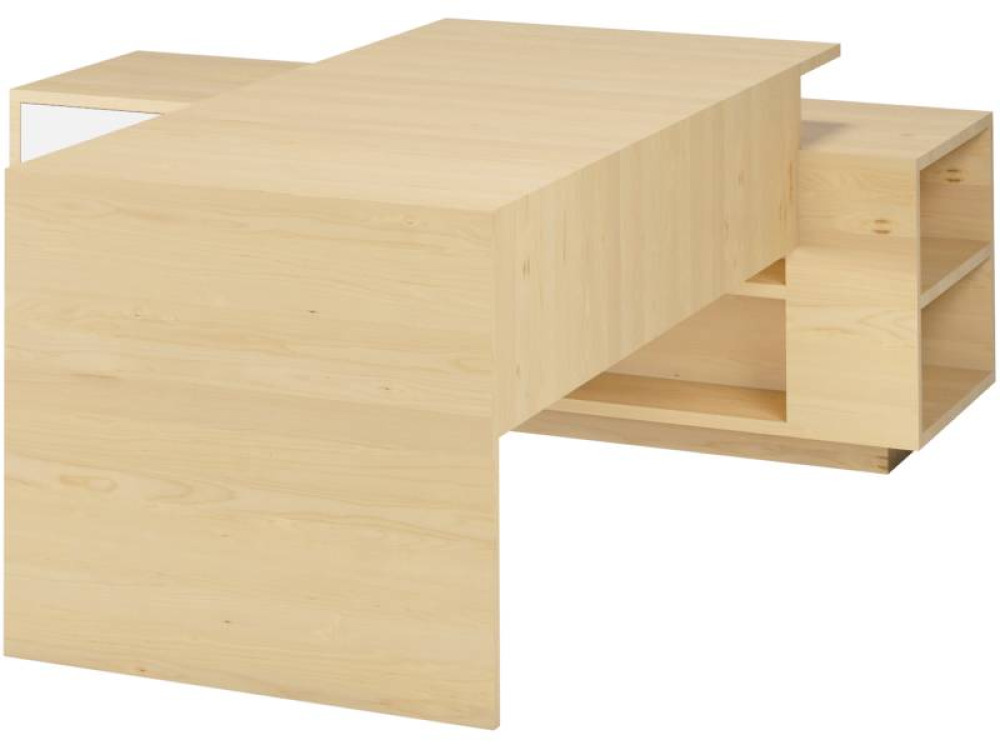 Headmaster s desk with raised table top and drawers - birch and white. Exclusive