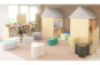 Maxi Hideaway playhouse with sofa and bookcase. Cubo collection
