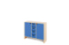 Storage Unit L with shelves and doors + deep wooden trays - Blue
