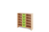 Storage Unit X with shelves + deep cardboard trays - Green