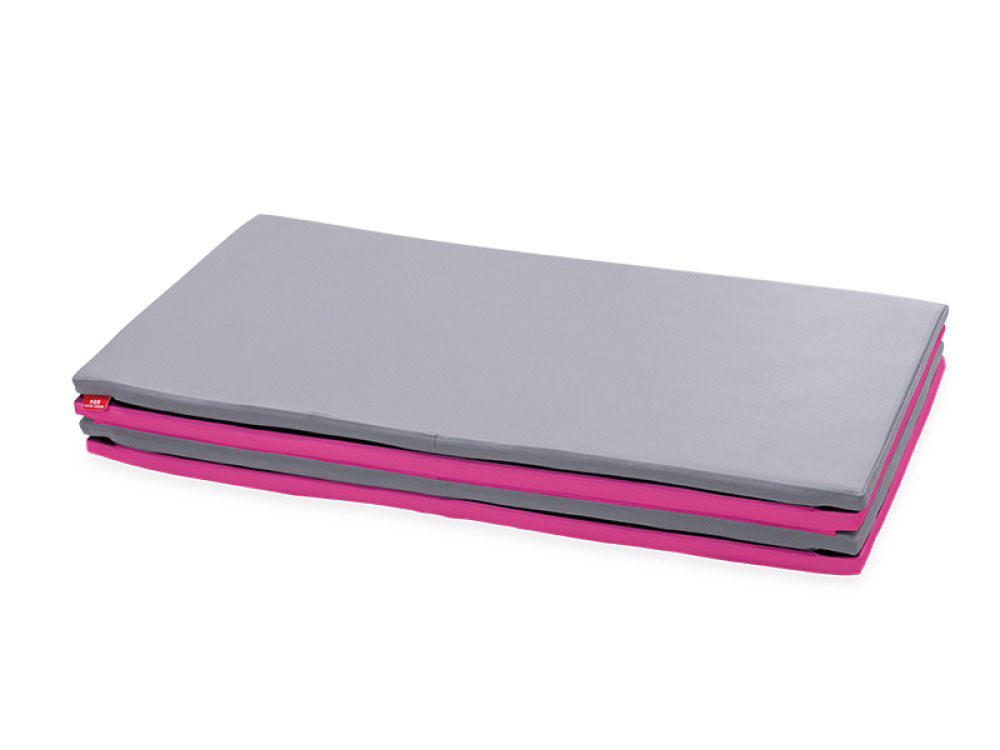 Foldable gymnastics mat 4-part. Pink-grey