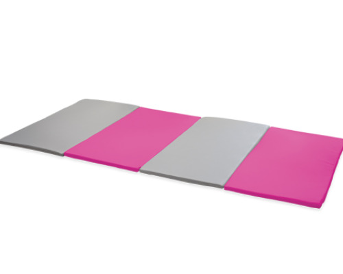 Foldable gymnastics mat 4-part. Pink-grey