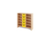 Storage Unit X with shelves + deep cardboard trays - Yellow