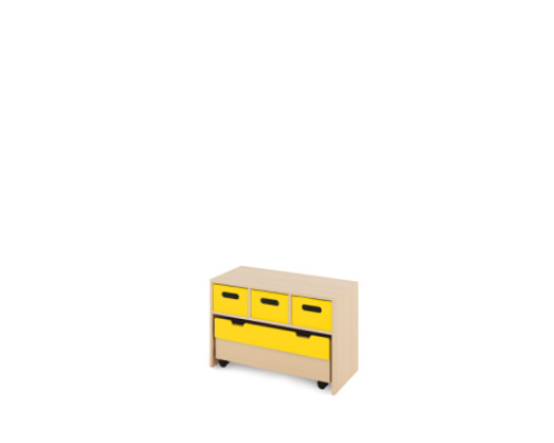 Storage Unit S with deep cardboard trays + container - Yellow