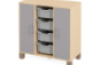 Cabinet with shelves, doors and 4 containers. Grey. Fresh Collection