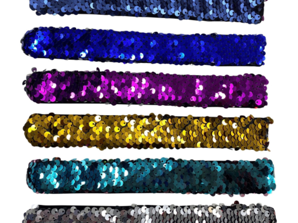 Sequin Snap Wrist Bands (Set of 6)