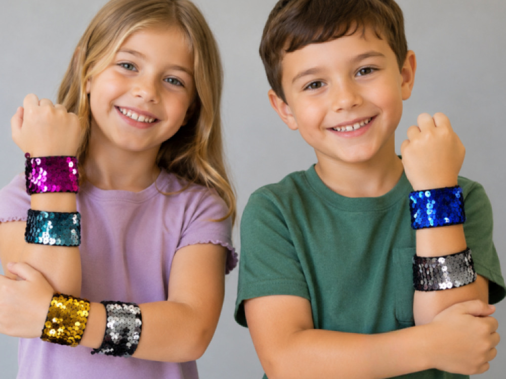Sequin Snap Wrist Bands (Set of 6)