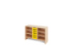 Storage Unit M with shelves + shallow wooden trays - Yellow