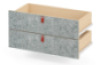 Set of grey wide low drawers with felt front. Cubo Acoustic Collection