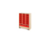Storage Unit X with shallow cardboard trays + container - Red