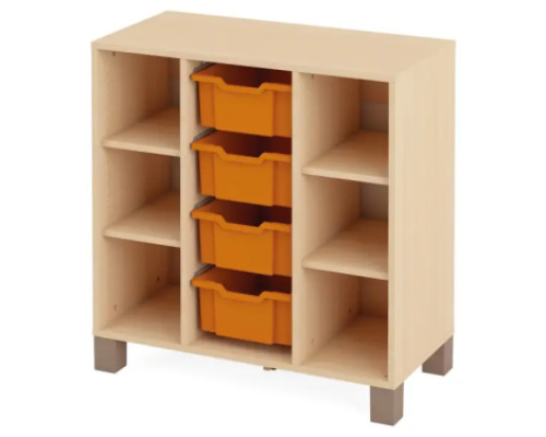 Cabinet with shelves and 4 containers. Orange-birch. Fresh Collection