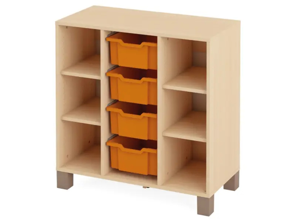 Cabinet with shelves and 4 containers. Orange-birch. Fresh Collection