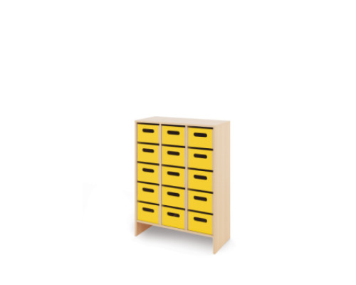 Storage Unit X with deep cardboard trays - Yellow