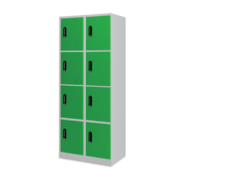 Tall 8-person metal cloakroom - green
