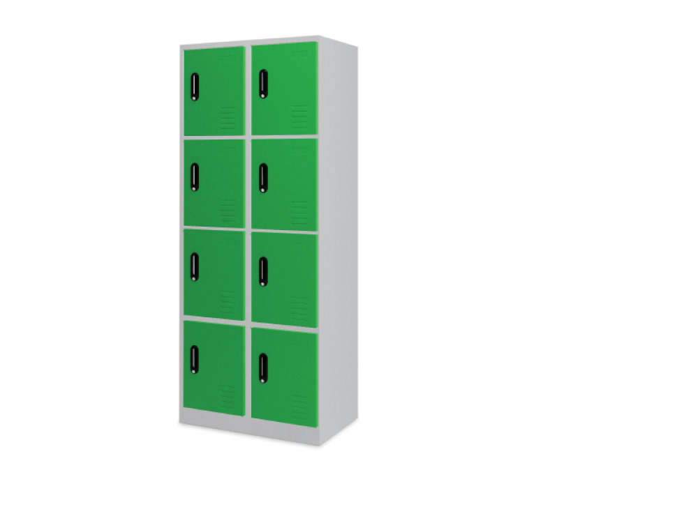 Tall 8-person metal cloakroom - green