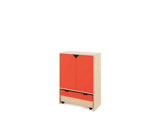 Storage Unit X with shelves + doors & container - Red