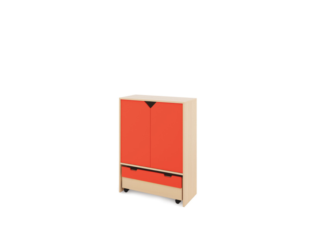 Storage Unit X with shelves + doors & container - Red