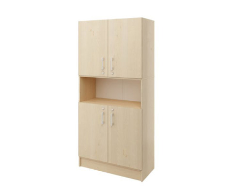 PRIMA FEATURES Unit with two pairs of wooden doors birch