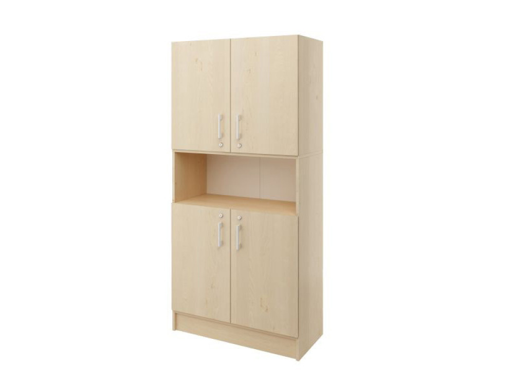 PRIMA FEATURES Unit with two pairs of wooden doors birch