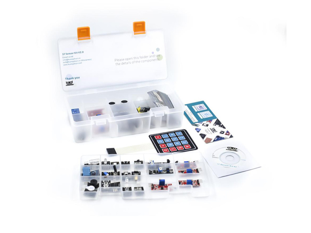 Microcontroller with sensors and accessories. Set of 37 sensors and modules - Arduino Sensor Kit
