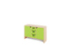 Storage Unit M with shelves and doors + deep wooden trays - Green