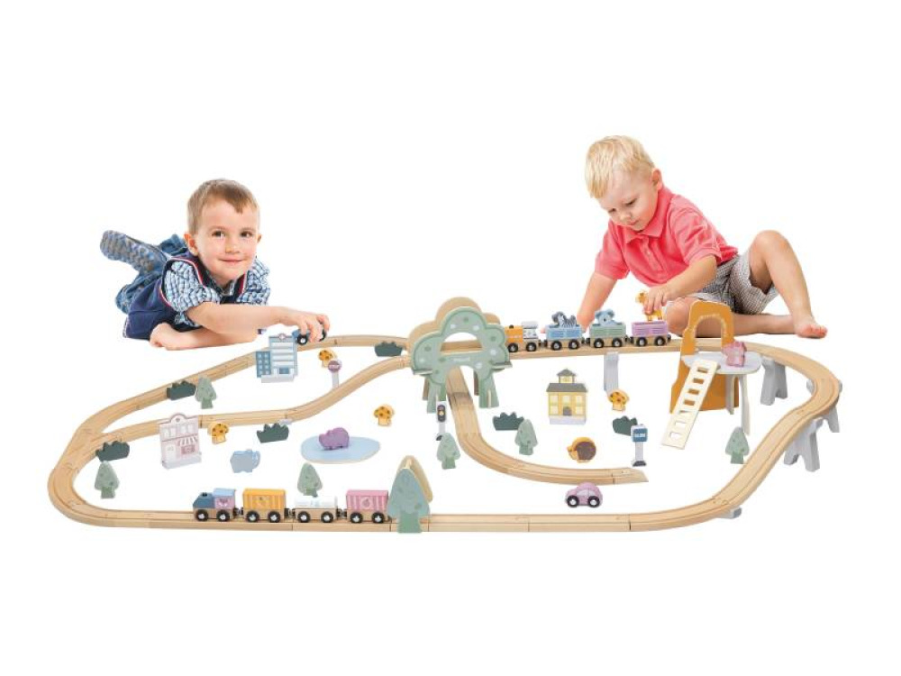 Wooden pastel railway set