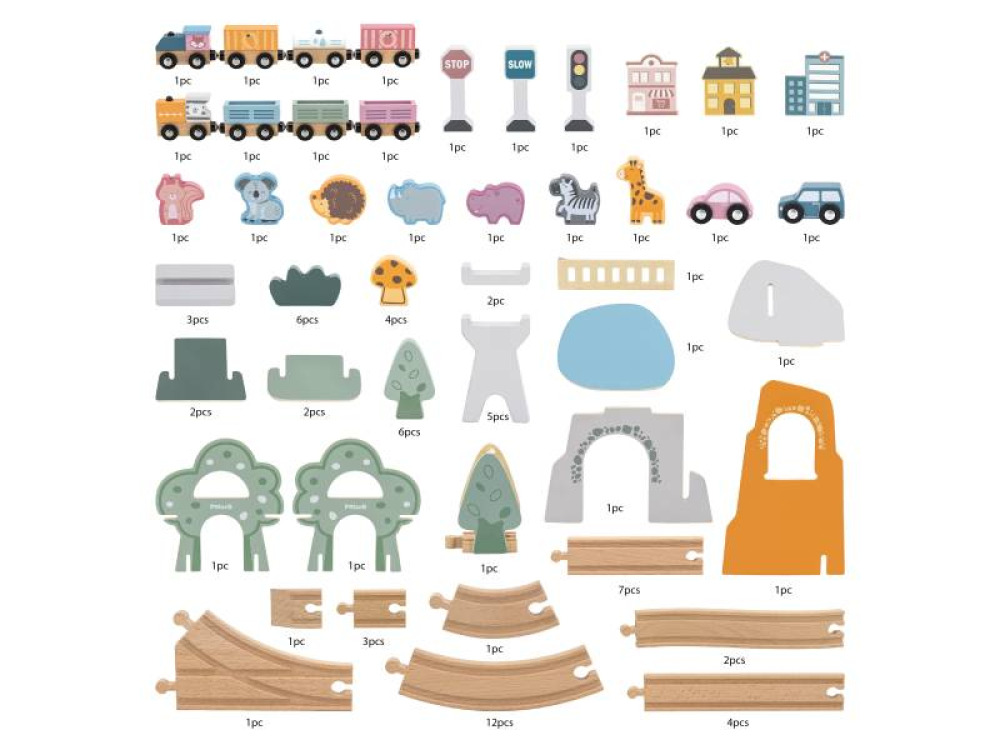 Wooden pastel railway set