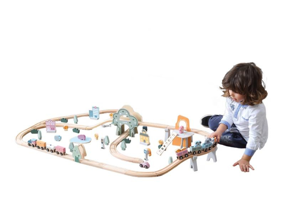 Wooden pastel railway set