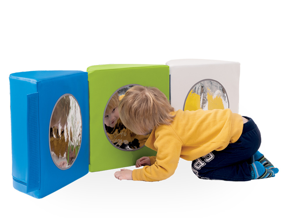 Mirrored semi-circles. Foam obstacle course