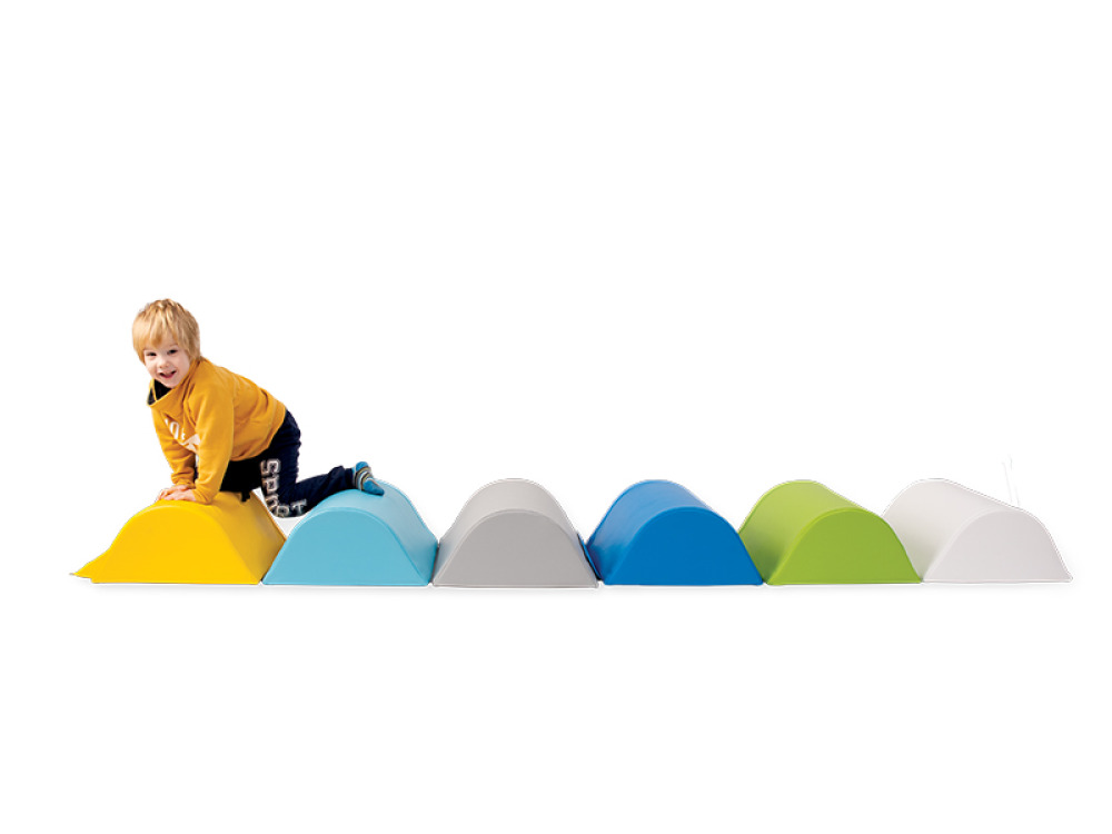 Mirrored semi-circles. Foam obstacle course