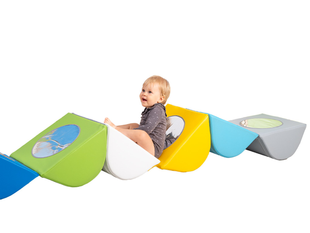 Mirrored semi-circles. Foam obstacle course