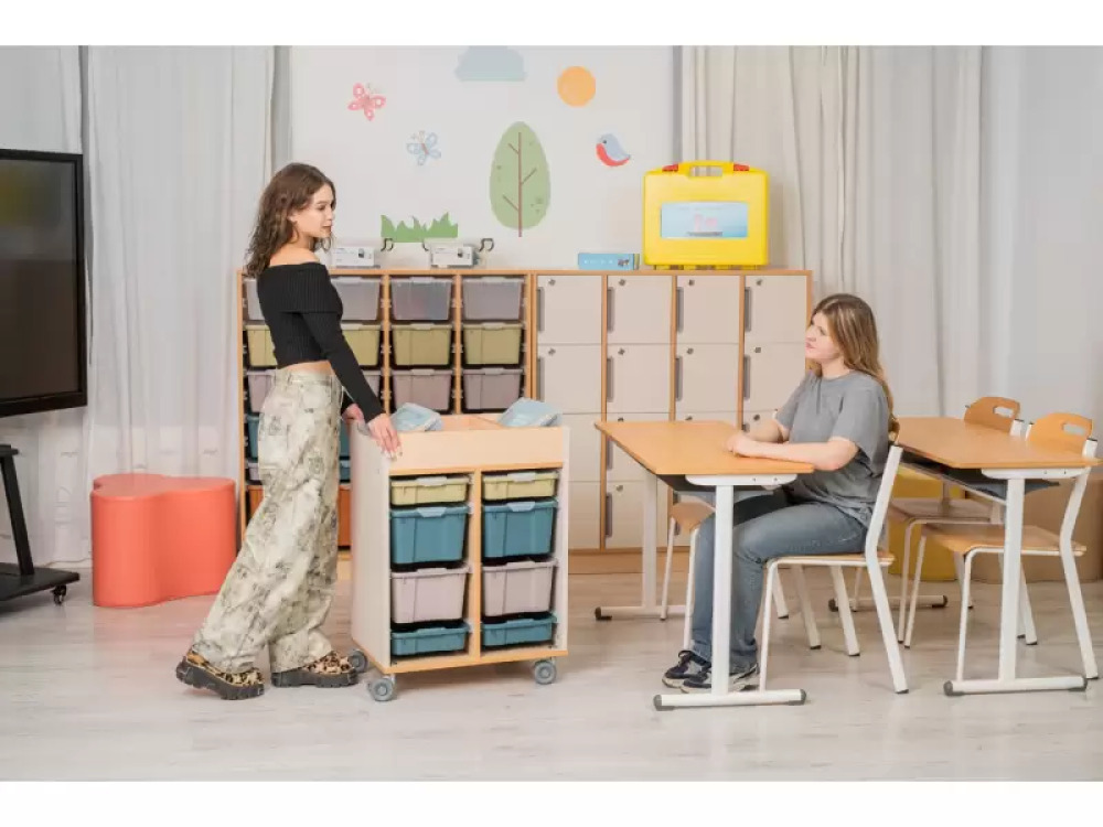 Mobile cabinet for containers - emerald blue
