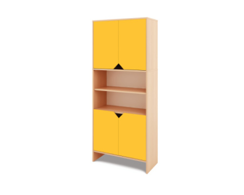 Tall Storage Unit + half bottom & upper doors - Yellow