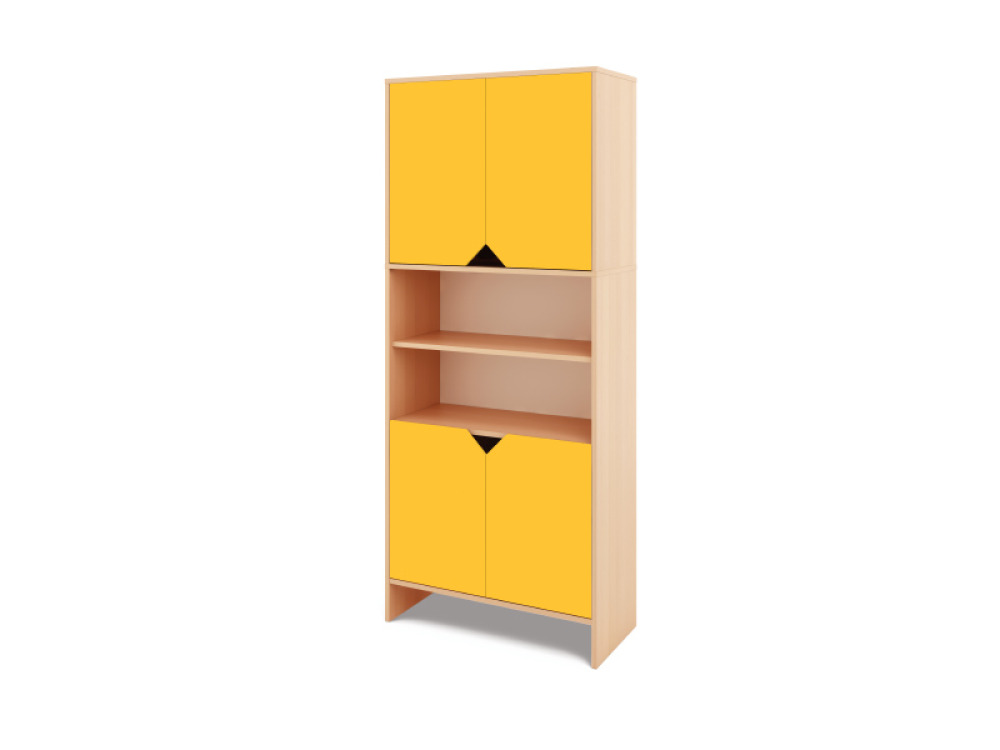 Tall Storage Unit + half bottom & upper doors - Yellow