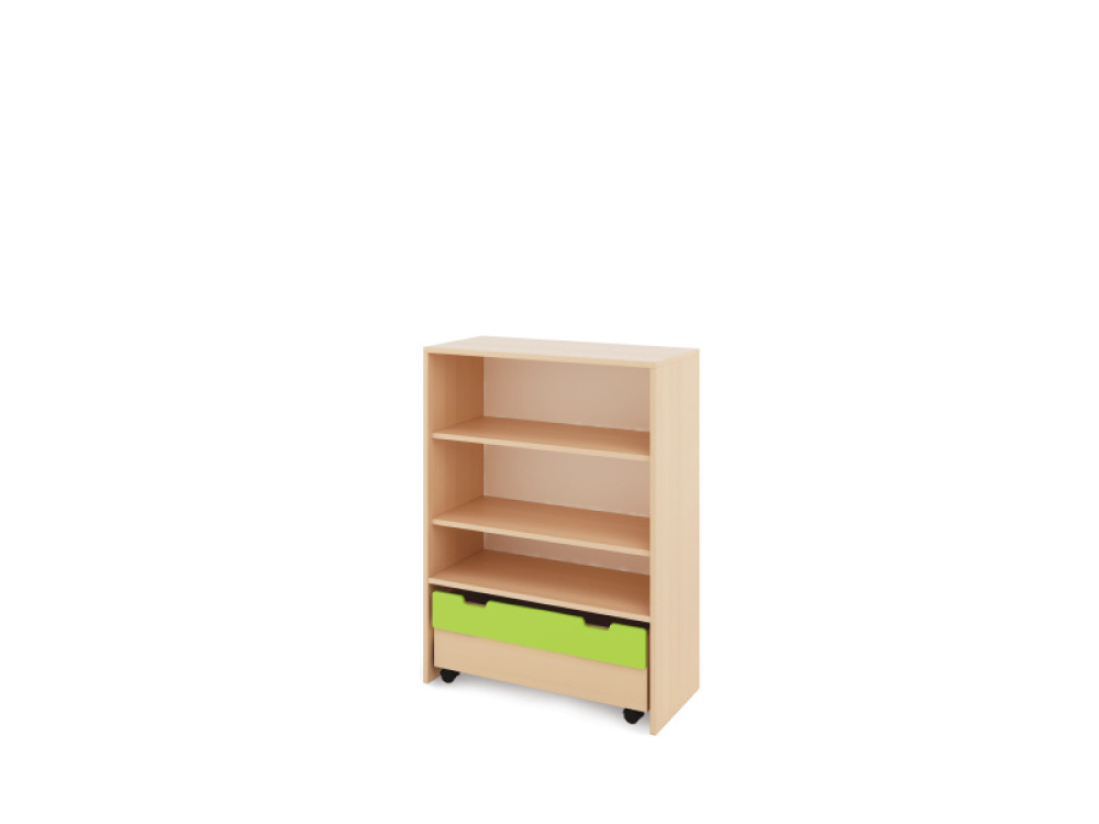 Storage Unit X with shelves + containers - Green