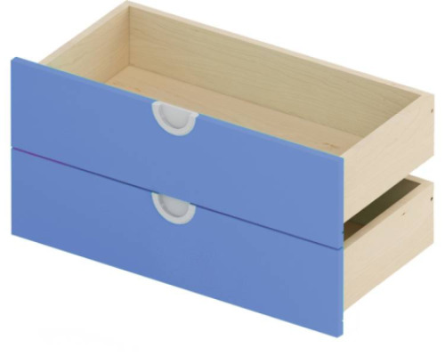 Set of Cubo drawers. Wide, low. Azure blue
