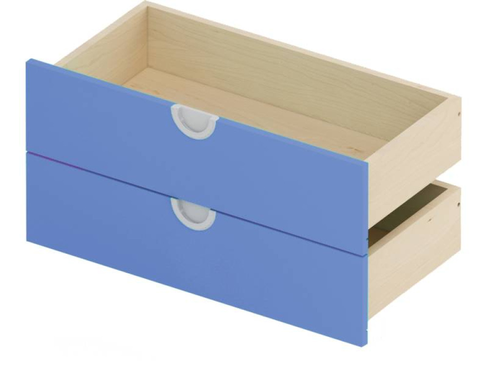 Set of Cubo drawers. Wide, low. Azure blue
