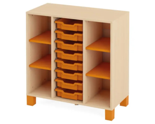Cabinet with shelves and 8 containers. Orange. Fresh Collection