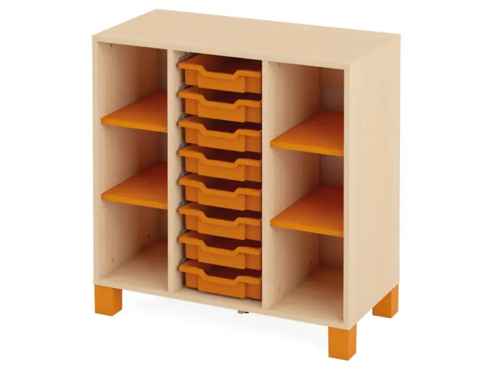 Cabinet with shelves and 8 containers. Orange. Fresh Collection