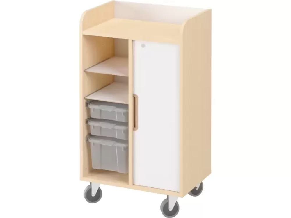 Mobile cabinet with a desk and magnetic board