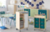Mobile cabinet with a desk and magnetic board