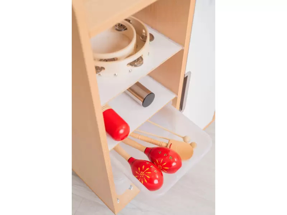 Mobile cabinet with a desk and magnetic board