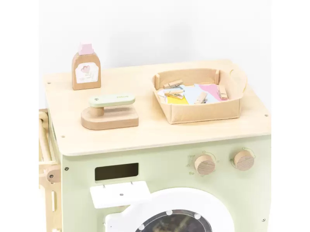 Laundry. Wooden activity corner