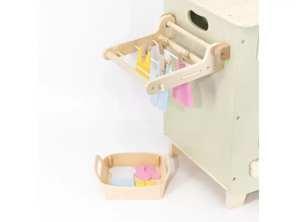Laundry. Wooden activity corner