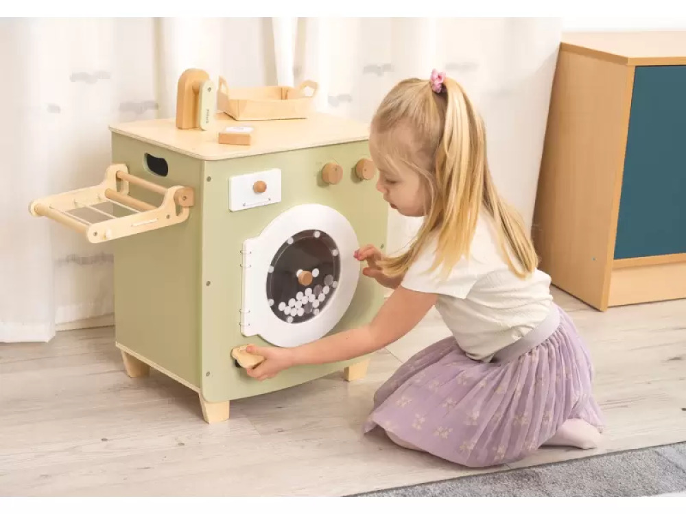 Laundry. Wooden activity corner