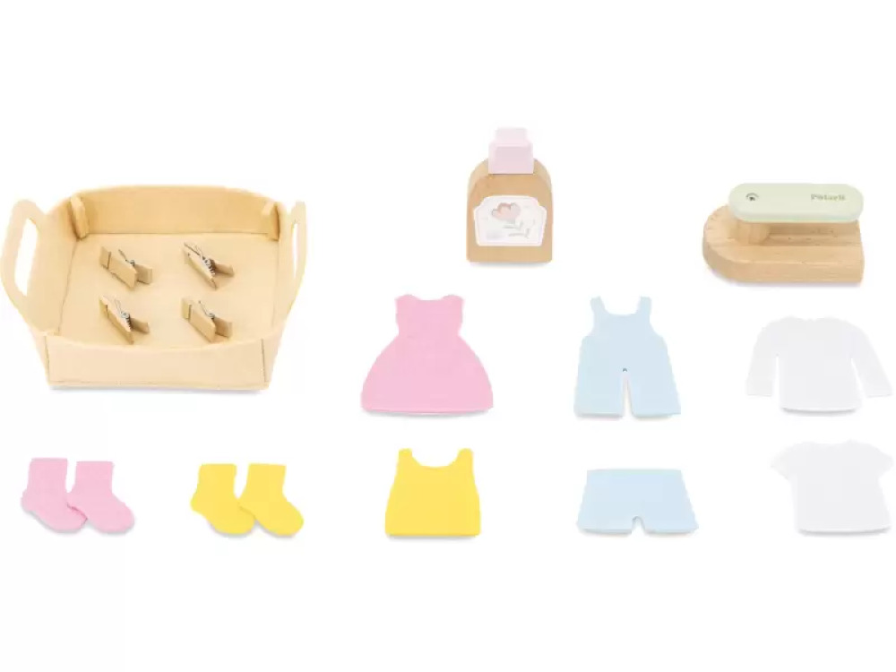 Laundry. Wooden activity corner