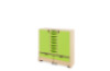 Storage Unit X with shelves and doors + shallow wooden trays & container - Green